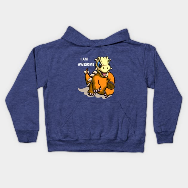 cool dino ankylosaurus cute i am awesome design Kids Hoodie by creativeminds